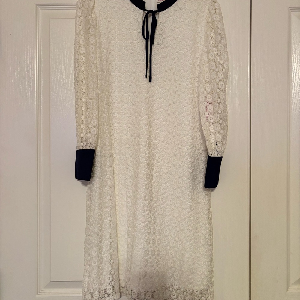 Riley & Rae White Lace Dress with Black Trim
